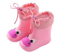 Allbestop Bottes Pluie Semi-Compensées, Bottes Caoutchouc Bottines Fille Chaussure Hiver Enfant Garçon Enfant Couleur Chaussure de Neige(Rose,16)