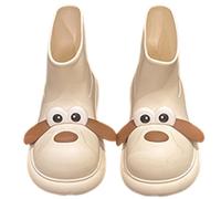 Allbestop Bottes Pluie Semi-Compensées, Bottes en Caoutchouc Bottines Vintage Fille Bottines d'Hiver Enfant Fille Vintage Confortable Chaussures Doublure Chaude Enfant de Neige(Blanc,35)