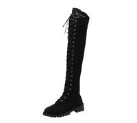Allbestop Bottes pour Femme, Botte Cuissarde Femme Botte au Dessus Du Genou Bottes Talon Haut Talons Boot Cuir Mi-Mollet(Noir,42)