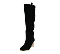 Allbestop Bottes pour Femme Cuir, Cuissarde Femme Talon Haut Sexy Pute Femmes Bottes au Dessus Du Genou à Talons Haut pour à Talons Carrés Cuir(Noir,43)