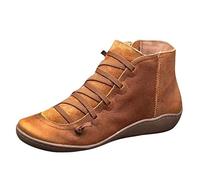 Allbestop Bottes pour Femmes,Chaussure Femme Ete Compense Basket Talon Compensé Bottines Souples Femme Talons Hauts Chaussures Toile Femme Été Chaussure Fitness Femme(Brun,39)