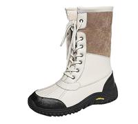 Allbestop Bottine Femme, Ant Bottines Confortable Bottes de Neige Décontractées Bottes Cuir à Lacets Femme Bottines Hiver Chaussure for Femmes Chaussure Plateforme(Beige,41)