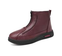 Allbestop Bottine Femme, Bottes Cowboy Femme Elégantes Bottines Mollets Larges Western Boots Imperméable Boots Neige Bottines à Lacets Cuir d'Hiver Bottes Cavalières Cuir Remonte(Rouge brique,39)