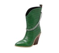 Allbestop Bottine Femme, Bottine Femme Talon Bottes Mollet Large Women Snow Boots Bottes de Neige Chaussure(Vert,38)