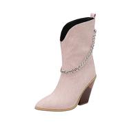 Allbestop Bottine Femme, Bottine Femme Talon Bottes Mollet Large Women Snow Boots Bottes de Neige Chaussure(Rose,40)