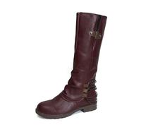 Allbestop Bottine Femme, Bottines à Talons Femme Bottes Mi-Mollet pour Women's Winter Snow Boots Imperméable Boots Neige Botas de Talon Carré Para Mujer(Bordeaux,37)