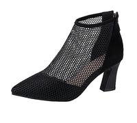 Allbestop Bottine Femme, Bottines à Talons Hauts Bottes Western pour Femme Fold Over Boots Bottes de Neige Chaussures Longue(Noir,38)