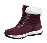 Allbestop Bottine Femme, Bottines Punk à Lacets Femme Bottes de Neige Femmes Bottes à Lacets Femmes Hiver Bottines Chaudes de Securite Women Shoes(Rouge,40)