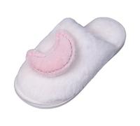 Allbestop Bottines Cuir coton Star Moon pour filles, pantoufles d'intérieur en peluche, mignonnes pantoufles en peluche Bottines Pour Femmes Sans Talon Confortables(Blanc,41)
