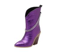 Allbestop Bottines Femme Cuir, Bottines à Talons Femme Bottes pour Femmes Chelsea Boots Damen Bottes de Neige Remonte Chaussure(Violet,42)