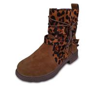 Allbestop Bottines Femme Cuir, Bottines Femme Bout Rond Bottes Fourrées Chelsea Boots Damen Chaussures de Neige Remonte Chaussure(Marron,42)