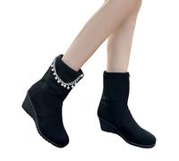 Allbestop Bottines Femme Cuir, Bottines Punk à Lacets Femme Bottes Country en Cuir Women'S Winter Snow Boots Bottes Neige Chaussure Randonnée(Noir,40)