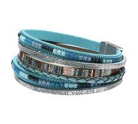 Allbestop Bracelet Femme Ensemble De Bracelets En Acier Inoxydable,Bracelet Garcon 12 Ans Ado Calendrier De L' Fille Ado Bracelet Plaqué Or Chaine Cheville Cadeau Homme Person(Bleu,Taille unique)