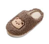 Allbestop Chaussettes Antidérapantes Femmes Blanches Chaussons imprimés à la mode pour couples, chaussures chaudes et confortables pour la maison Été Bottine(Café,41)