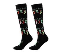 Allbestop Chaussettes De Compression Pour Hommes Et Femmes Calf Knee High Christmas Print Socks Warm Pressure Bas Chaussettes De Ski Fille