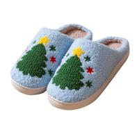 Allbestop Chaussons Femmes Doux Fourrés Pantoufles Maison Hiver Confortable Chauffantes Mocassins D'intérieur Noël Cadeau Couple(Bleu,43)
