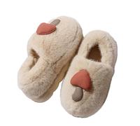 Allbestop Chaussons Hiver Chaud Cher en mousse à mémoire de forme rétro doux en peluche chaude à enfiler pantoufles de Noël mignonnes carreaux confortables pantoufles d'intérieur et(Beige,37)