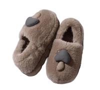 Allbestop Chaussons Hiver Chaud Cher en Mousse à mémoire de Forme rétro Doux en Peluche Chaude à Enfiler Pantoufles de Noël Mignonnes Carreaux Confortables Pantoufles d'intérieur et(Café,43)