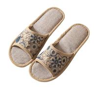 Allbestop Chaussons pour Bleu antidérapantes en Coton pour Femmes et Hommes, Pantoufles de Couple à Bout Ouvert, Chaussures Respirantes Chambre à Coucher Mocassins Cuir Souple(Bleu,43)
