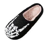 Allbestop Chaussure Bottine Cuir Noir coton avec doigt de squelette d'halloween pour la maison, nouvelle hiver 2023 Pantoufles Pour Femmes Chaussettes(Noir,39)