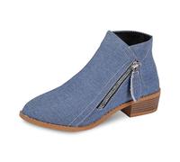 Allbestop Chaussure Femme, Bottine Femme Talon Haut Bottes Mi-Mollet à Bout Pointu pour Chelsea Boots Damen Bottes Neige Chaussures Talon(Bleu Clair,41)