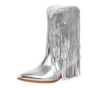 Allbestop Chaussure Femme, Bottines à Talons Hauts Bottes en Daim Femme Women Boots Bottes de Neige Chaussures Femmes(Argent,40)