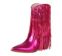 Allbestop Chaussure Femme, Bottines à Talons Hauts Bottes en Daim Femme Women Boots Bottes de Neige Chaussures Femmes(Rouge,40)