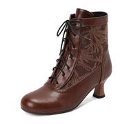 Allbestop Chaussure Femme, Bottines à Talons Hauts Bottes Mi Mollet Femme Women Snow Boots Chaussures de Neige Basket de Securite Montante(Marron,42)