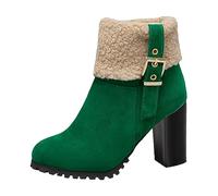 Allbestop Chaussure Femme, Bottines Décontractées Légères Bottes Mi-Mollet pour Femme Boot Cuir Imperméable Boots Neige Botas de Plataforma Con Cuña Para Mujer(Vert,40)