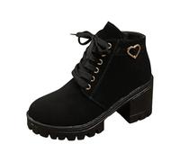 Allbestop Chaussure Femme, Bottines en Boucle pour Femme Bottes à Talons Carrés pour Bottes Montantes à Lacets Chaussures de Neige Boots Chaussure Randonnée(Noir,41)