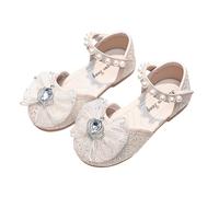 Allbestop Chaussure Princesse Fille Sandales en Cuir et Perles de Cristal pour Fille - Design Élégant et Confort pour Exploratrices Ballerines(Blanc,35)