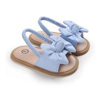 Allbestop Chaussures Bébé Chaussures de Plage pour Enfants en Nubuck Avec Nœud Robuste-Sandales Estivales Idéales pour Bébé et Tout-Petit Confort Léger et Démarche Pré-Marche Sans(Bleu ciel,20.5)
