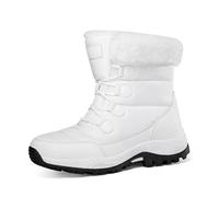 Allbestop Chaussures de Neige, Ant Bottines Confortable Bottes de Neige Femmes Mode Bottines à Lacets Femme d'Hiver Femme Bottes en Cuir Chaussures Confortables(Blanc,39)