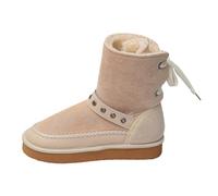 Allbestop Chaussures de Neige, Ant Bottines Confortable Femme Bottes de Neige Bottes à Lacets Enfant Bottines d'Hiver Femmes Fille Vintage Confortable Chaussures Longue(Beige,37)