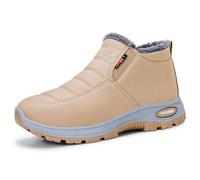 Allbestop Chaussures de Neige, Ant Bottines Confortable Imperméable Boots Neige Femme Mode Bottines à Lacets Femme Automne Hiver Bottes Orthopédiques Imperméables et Chaudes en Fourrure(Beige,38)