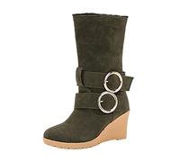 Allbestop Chaussures Femme, Ant Bottines Confortable Bottes Neige Femme Mode Bottes à Lacets Automne Hiver Bottines Motard Chaussures Remonte(Vert,39)