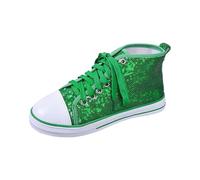 Allbestop Chaussures Femme Baskets Montantes Plates à Paillettes, Style décontracté, à Enfiler, Lacets, parfaites au Quotidien(Vert,43)
