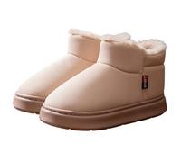Allbestop Chaussures Femme Bottes de neige d'hiver doublées en polaire, chaussons chauds d'intérieur et d'extérieur avec mousse à mémoire de forme confortable(Beige,42)