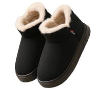 Allbestop Chaussures Femme Bottes de neige d'hiver doublées en polaire, chaussons chauds d'intérieur et d'extérieur avec mousse à mémoire de forme confortable(Noir,36)