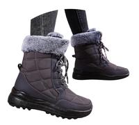 Allbestop Chaussures Femme Bottes de Neige mi-Mollet pour Femme, Bottines d'extérieur à Enfiler avec Talon Plateforme épais et Confortable, Chaussures décontractées pour Temps Froid(Gris,37)