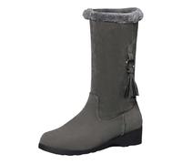 Allbestop Chaussures Femme Bottes mi-mollet chaudes doublées de similicuir avec fermeture éclair latérale, bottes d'hiver confortables à enfiler, chaussures d'extérieur décontractées(Gris,38)