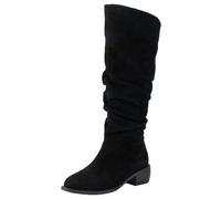 Allbestop Chaussures Femme Bottes mi-mollet pour femmes, bottines tendance à talons carrés, à enfiler, pour une tenue décontractée, durables et confortables, l'hiver et l'automne(Noir,39)