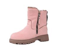 Allbestop Chaussures Femme, Bottine Femme Talon Haut Bottes Cuir Mollet Large Women'S Plush Lined Mid-Calf Snow Boots Bottes de Neige Women Shoes(Rose,35)