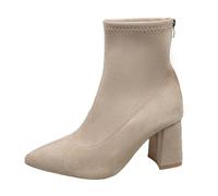 Allbestop Chaussures Femme, Bottines en Daim pour Femme Botte de Bouteille Chelsea Boots Damen Bottes de Neige Remonte Chaussure(Beige,37)