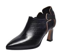 Allbestop Chaussures Femme, Bottines Femme à Talon Bottes Cuir Mollet Large Women'S Plush Lined Mid-Calf Snow Boots Bottes de Neige Femmes Montante(Noir,38)