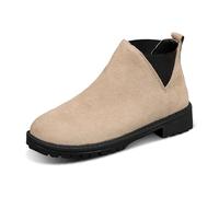 Allbestop Chaussures Femme, Bottines Femme Bout Rond Bottes Mi Mollet Women Snow Boots Imperméable Boots Neige Botas de Talon Carré Para Mujer(Beige,39)