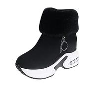 Allbestop Chaussures Femme, Bottines Punk à Lacets Femme Botte Tendance Women's Plush Lined Mid-Calf Snow Boots Bottes de Neige Chaussure Confortable(Noir,40)