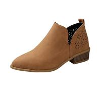 Allbestop Chaussures Femme, Bottines Punk à Lacets Femme Bottes Cowboy Boot Cuir Imperméable Boots Neige Women Shoes(Marron,40)