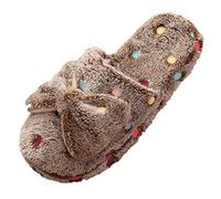 Allbestop Chaussures Femme Chaussure chaud arc maison coton nouvelles pantoufles hiver mignon dames intérieur antidérapant femmes femmes pantoufle(Marron,40)