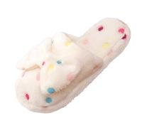 Allbestop Chaussures Femme Chaussure chaud arc maison coton nouvelles pantoufles hiver mignon dames intérieur antidérapant femmes femmes pantoufle(Blanc,38)